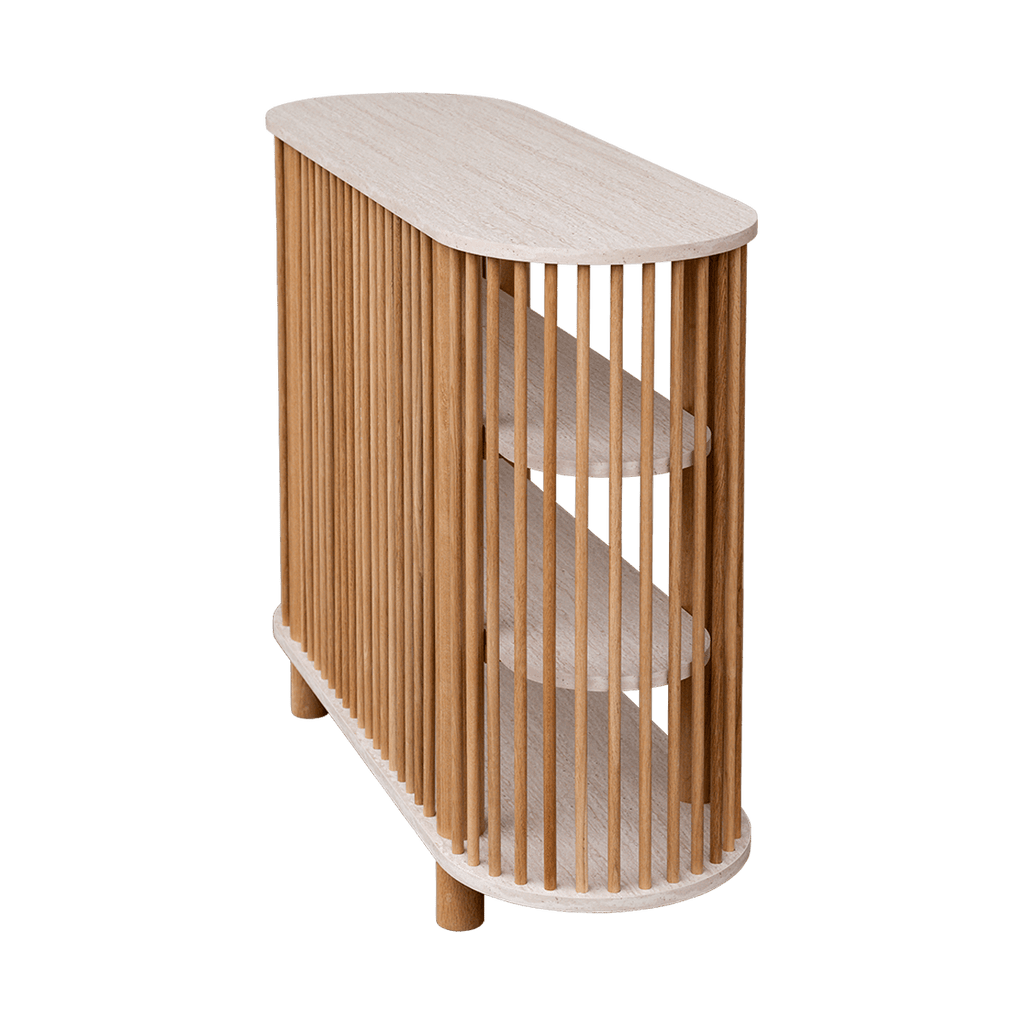 Travertine Three Tiered Fluted Shelf
