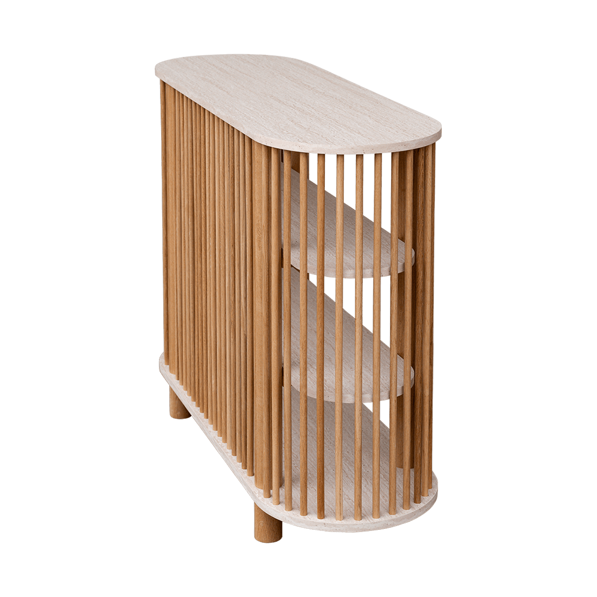 Travertine Three Tiered Fluted Shelf