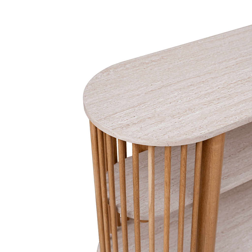 Travertine Three Tiered Fluted Shelf