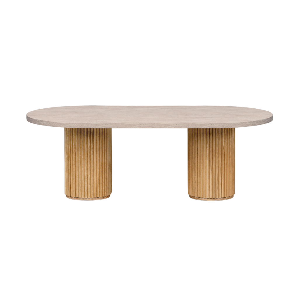 Travertine Fluted Oval Table