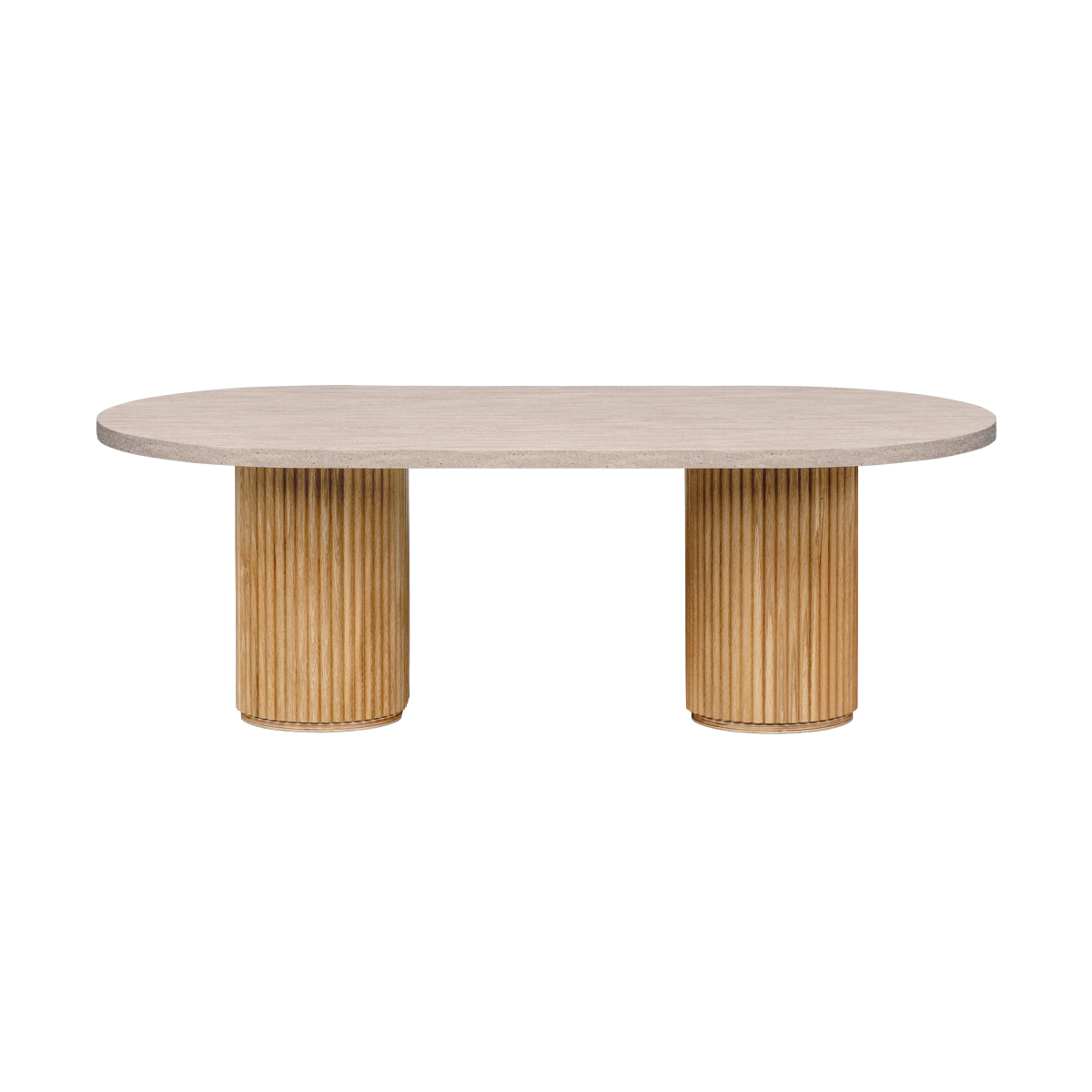 Travertine Fluted Oval Table