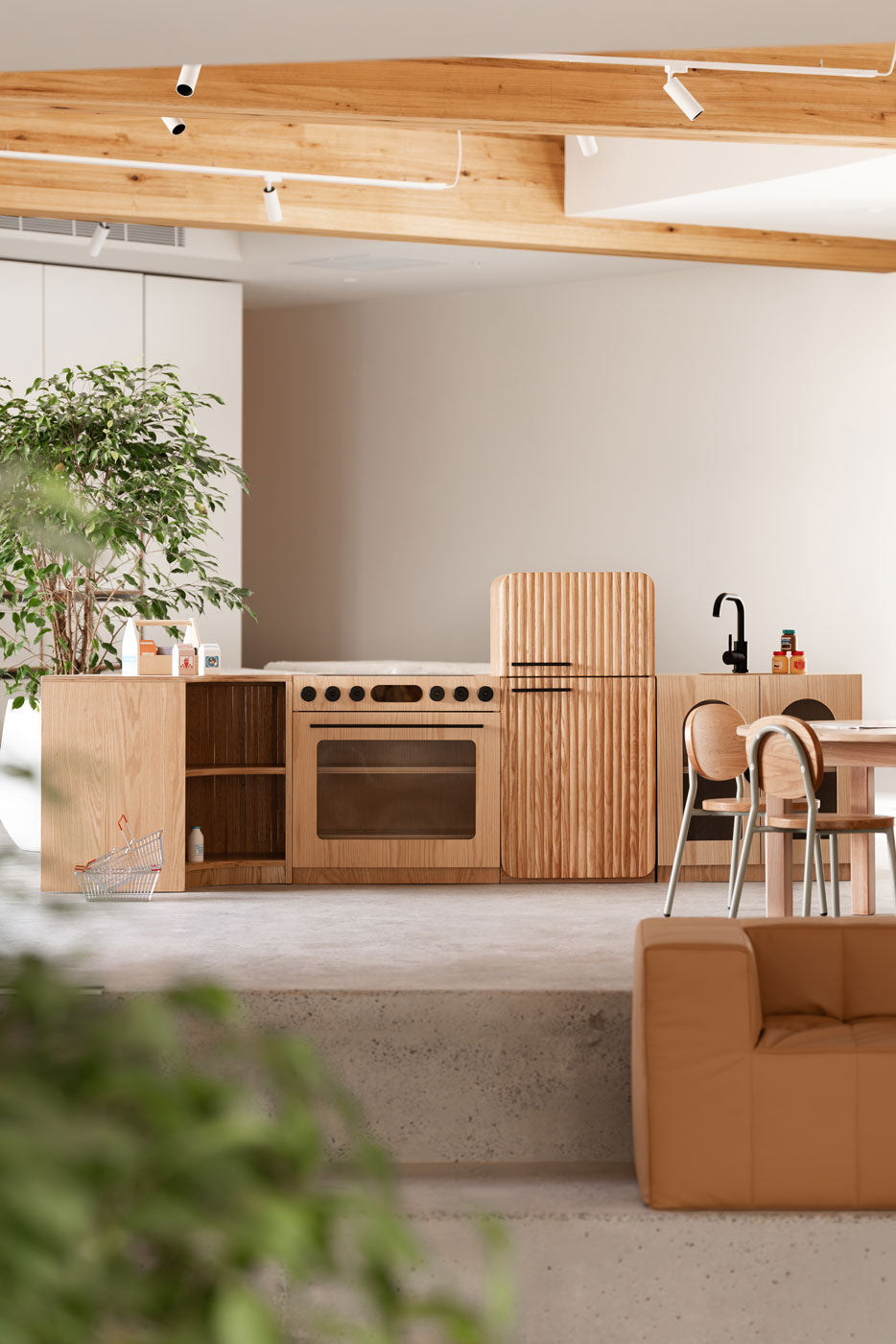 Oak Fluted Fridge