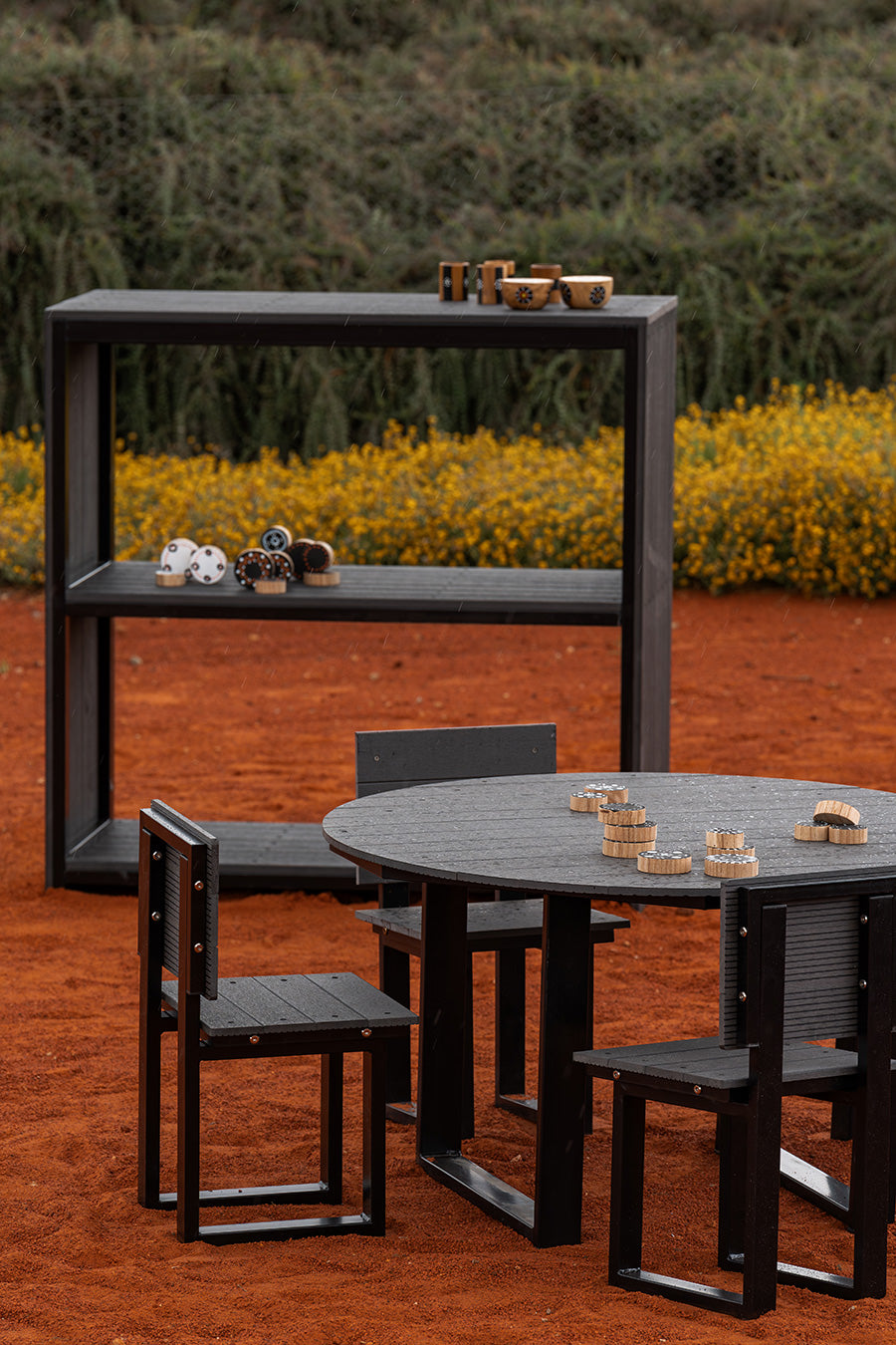 Charcoal U-Frame Outdoor Chairs 2pc