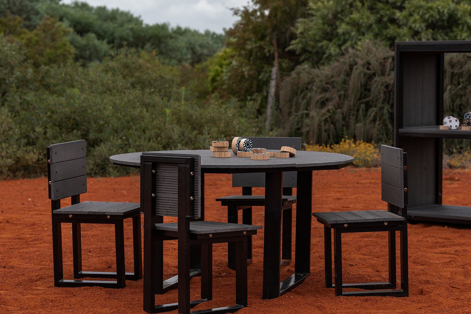 Charcoal U-Frame Outdoor Chairs 2pc