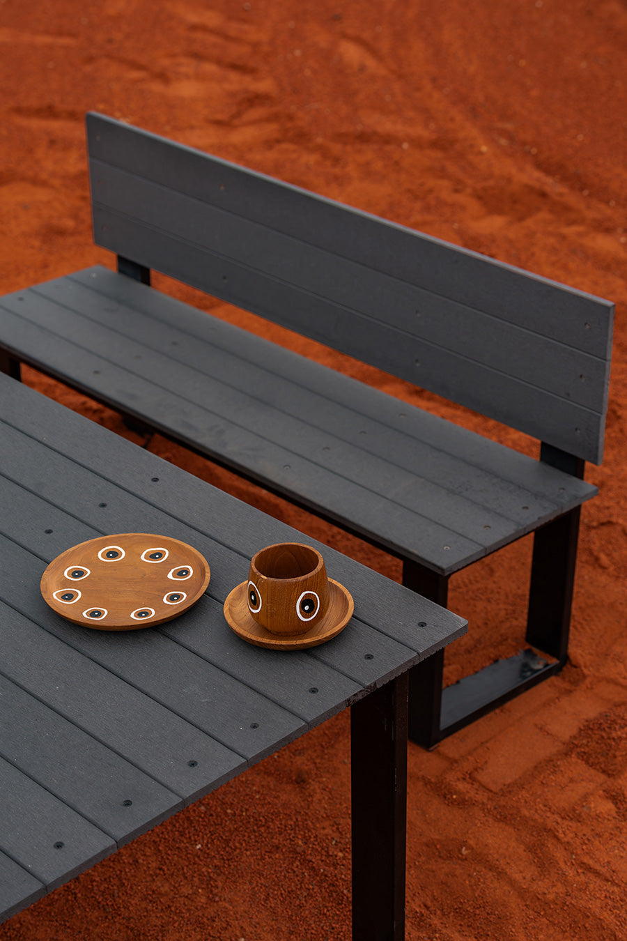 Outdoor U-Frame Benches With Back 2pc