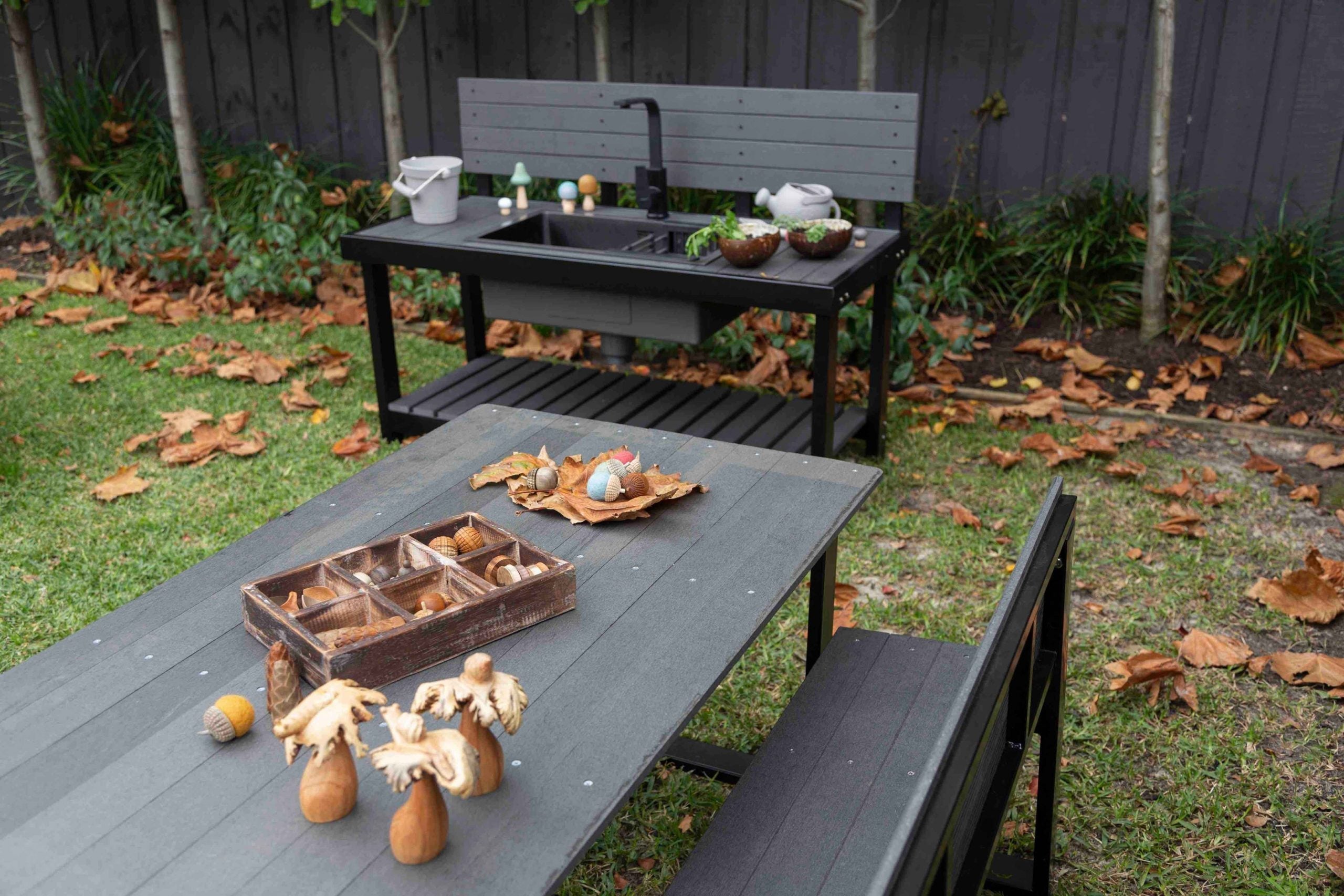 Outdoor U-Frame Benches With Back 2pc