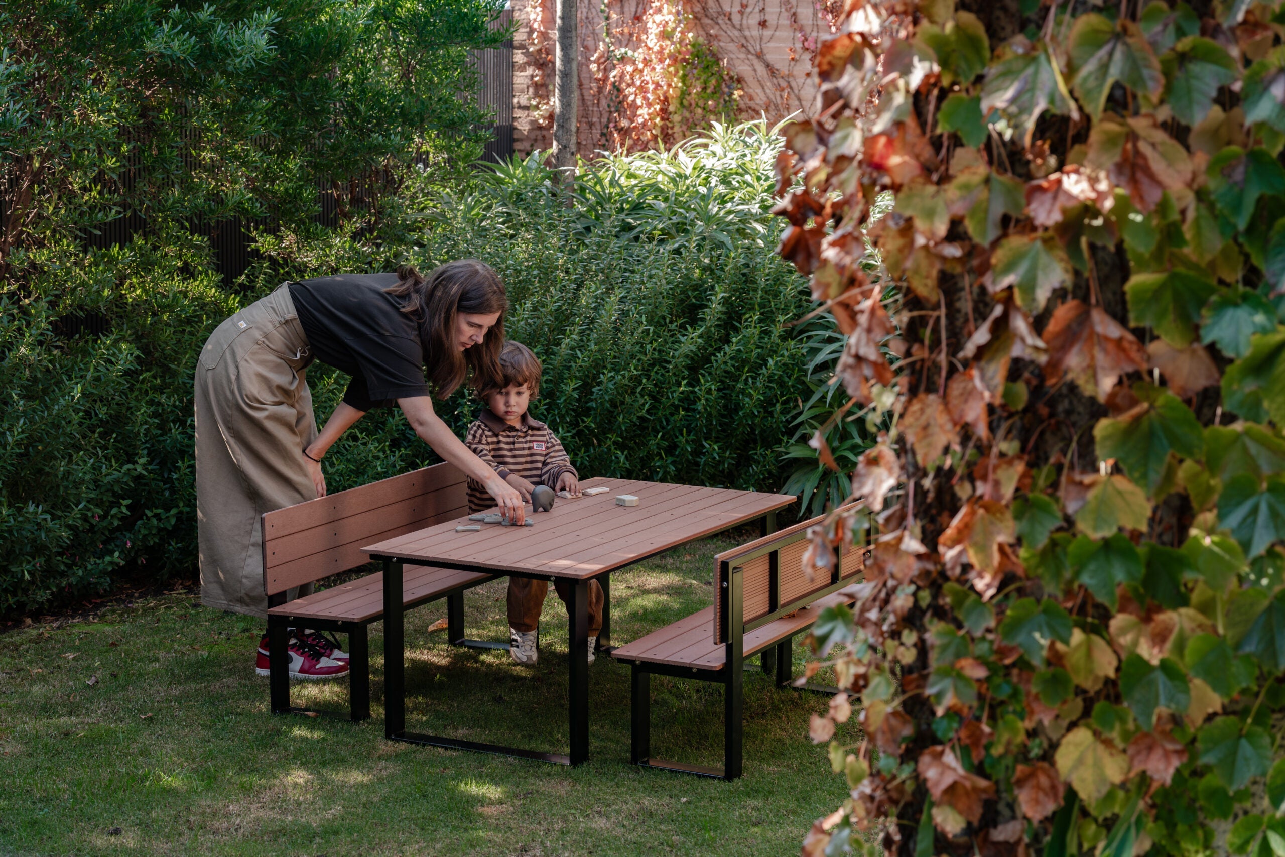 Jarrah U-Frame Outdoor Bench Seat with Back