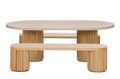 Travertine Fluted Oval Table & Bench Set