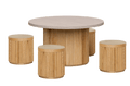 Travertine Fluted Round Table & Stool Set
