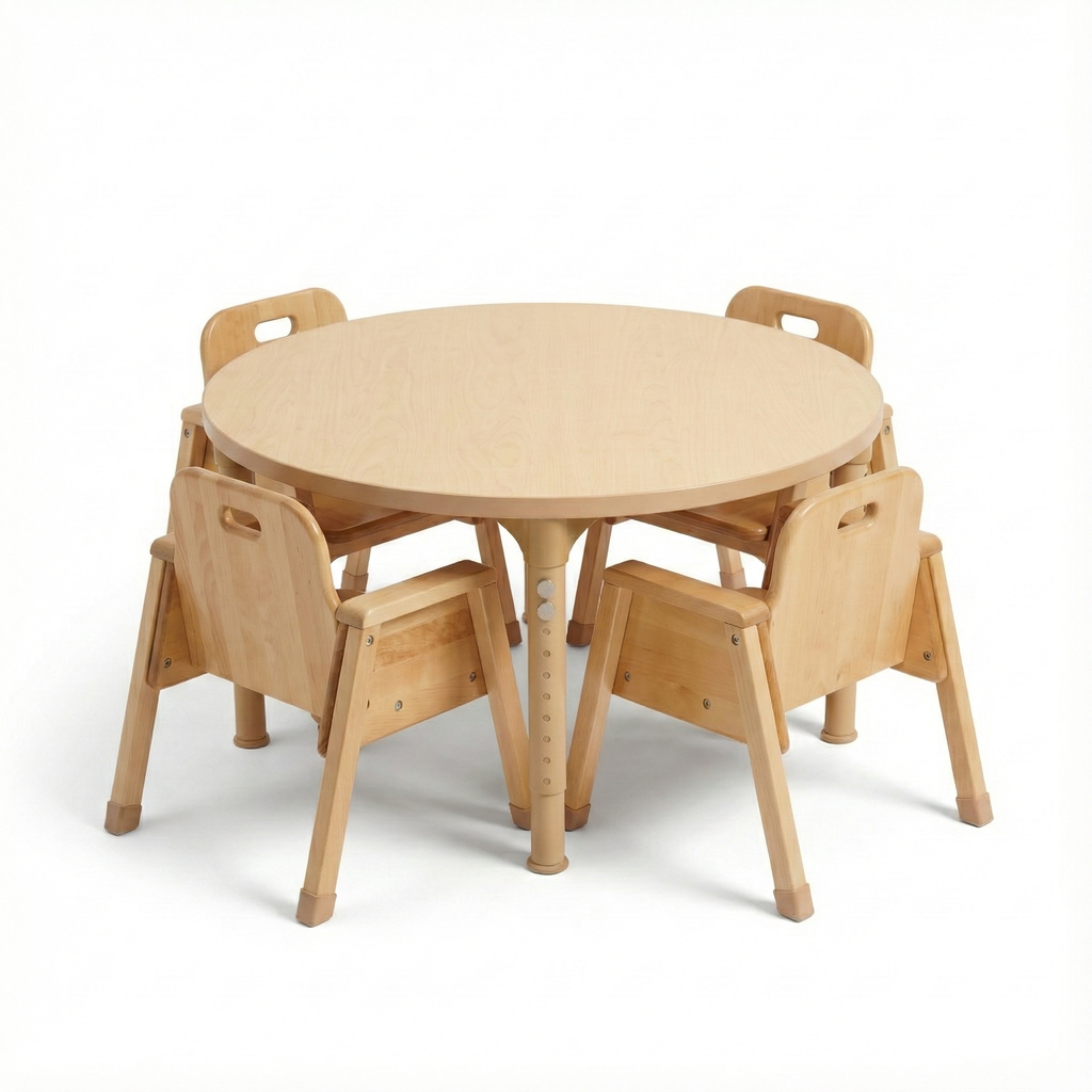 Round Adjustable Kids Classroom Table – 36" Diameter, 13" to 17" Height