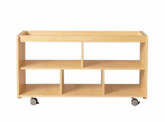 Birchwood adaptable open shelf, low height, natural finish