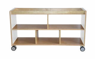 Birchwood adaptable open shelf, low height, white and natural finish