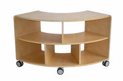 Birchwood adaptable curved shelf, low height, natural finish
