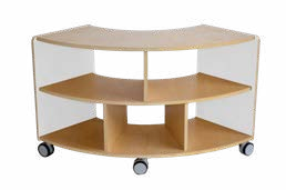 Birchwood adaptable curved shelf, low height, white and natural finish