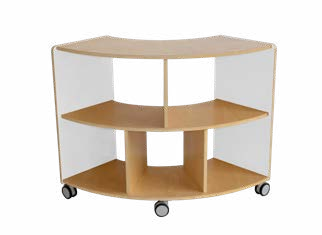 Birchwood adaptable curved shelf, tall height, white and natural finish