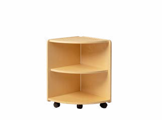 Birchwood adaptable corner shelf, low height, natural finish