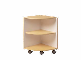 Birchwood adaptable corner shelf, low height, white and natural finish
